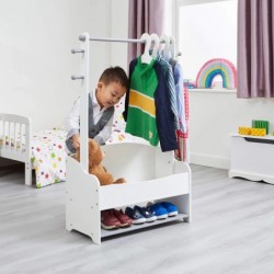 Дървена Стойка Ginger Home за Детски Дрехи, Етажерка с Рафтове за Съхранение - WHITE/GREY - TF6203 - изглед 8
                  