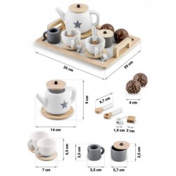 Детски Дървен Комплект Ginger Home за Чай и Кафе с Аксесоари - бяло/сиво - W10B318B - изглед 11
                  