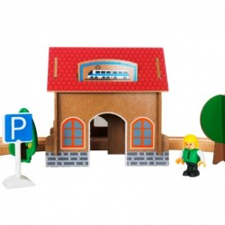 Детско Дървено Влакче Ginger Home - Комплект 88 части с Локомотив на Батерии - W04C048 - изглед 8
                  