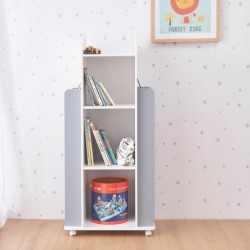 Въртяща се на 360 Градуса Секция Ginger Home ROCKET с Рафтове на 4 нива, Дървена - за Съхранение на Книги и Играчки WHITE/GRAY - TF6914 - изглед 4
                  