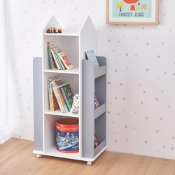 Въртяща се на 360 Градуса Секция Ginger Home ROCKET с Рафтове на 4 нива, Дървена - за Съхранение на Книги и Играчки WHITE/GRAY - TF6914 - изглед 5
                  