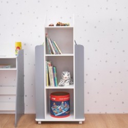 Въртяща се на 360 Градуса Секция Ginger Home ROCKET с Рафтове на 4 нива, Дървена - за Съхранение на Книги и Играчки WHITE/GRAY - TF6914 - изглед 11
                  