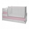 Детско трансформиращо легло LORELLI MAXI PLUS 70/160 бяло+orchid pink