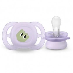 Комплект от 2 бр. ортодонтични залъгалки за новородени Philips AVENT SCF075/03 Ultra Start 0-2м, в оранжево и лилаво със забавен дизайн очички, в кутия за стерилизиране - 00A.0621.001 - изглед 4
                  