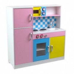 Детска Кухня GINGER HOME, Дървена Играчка за Ролеви Игри с Цветен Дизайн, Размери 90x30x90см - TF5251 - изглед 4
                  