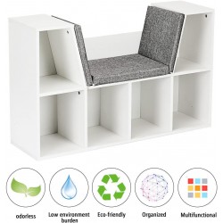 3в1 Детска Етажерка Ginger Home, Библиотека и Пейка, 6 Отделения за Съхранение на Играчки и Книжки, Подарък за 3+ години - JWTR-3153 - изглед 5
                  