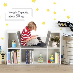 3в1 Детска Етажерка Ginger Home, Библиотека и Пейка, 6 Отделения за Съхранение на Играчки и Книжки, Подарък за 3+ години - JWTR-3153 - изглед 8
                  