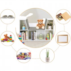 3в1 Детска Етажерка Ginger Home, Библиотека и Пейка, 6 Отделения за Съхранение на Играчки и Книжки, Подарък за 3+ години - JWTR-3153 - изглед 11
                  