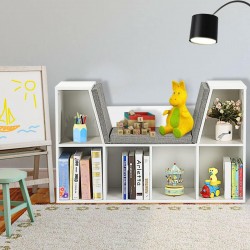 3в1 Детска Етажерка Ginger Home, Библиотека и Пейка, 6 Отделения за Съхранение на Играчки и Книжки, Подарък за 3+ години - JWTR-3153 - изглед 15
                  
