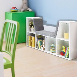 3в1 Детска Етажерка Ginger Home, Библиотека и Пейка, 6 Отделения за Съхранение на Играчки и Книжки, Подарък за 3+ години - JWTR-3153 - изглед 18
                  