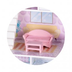 Детска дървена къща за кукли Chipolino в комплект с 13бр. мебели - DIWH02407627 - изглед 4
                  