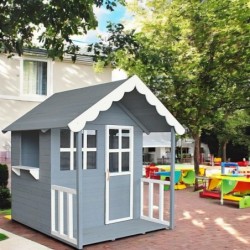 Дървена Детска Къща GINGER HOME, 139x143.5x149 см, за Игри на Открито в Двора и Градината - C1084 - изглед 3
                  