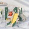 Детски комплект за игра 2в1 Feelkids Замък, пързалка и люлка в зелен цвят
