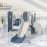 Детски комплект за игра 2в1 Feelkids Замък, пързалка и люлка в сив цвят