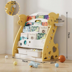 Детска комбинирана етажерка Feelkids за книги и играчки - Жълта Алпака - FE-SN-DYT01-Y - изглед 1