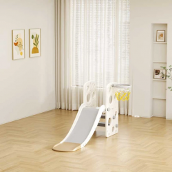 Детска пластмасова пързалка Feelkids с баскетболен кош - кафява - FE-HT-XJL0331-BR - изглед 1