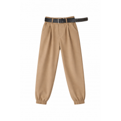 Панталони Arcobaleno с коланче и ластик на крачолите беж - IO1111 beige - изглед 1