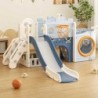 Мултифункционален детски център Feelkids Кораб с пързалка, тунел и баскетболен кош - син