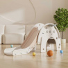 Детска пързалка с баскетболен кош Feelkids Слонче - кафява
