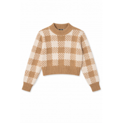 Детски пуловер Arcobaleno карета за момиче - B2222 beige - изглед 1
                  