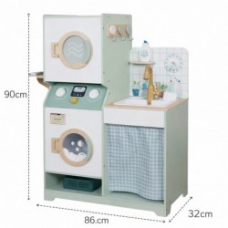 Детска Дървена Пералня 3в1 с Мивка с Течаща Вода и Сушилня GINGER HOME, 86×32×90 см - W10L030 - изглед 12
                  
