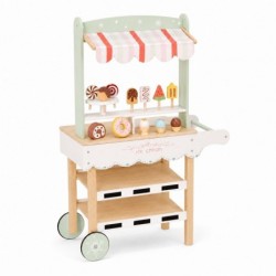 Детски Дървен Щанд за Сладолед GINGER HOME, Магазинче на Колела, MDF, 44/57x28x95.5 см, Монтесори Игра - W10A273 - изглед 1