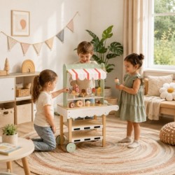 Детски Дървен Щанд за Сладолед GINGER HOME, Магазинче на Колела, MDF, 44/57x28x95.5 см, Монтесори Игра - W10A273 - изглед 5
                  