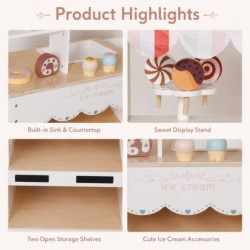 Детски Дървен Щанд за Сладолед GINGER HOME, Магазинче на Колела, MDF, 44/57x28x95.5 см, Монтесори Игра - W10A273 - изглед 11
                  
