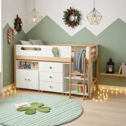 Детско Комбинирано Легло GINGER HOME DINO с Етажерка, Шкаф, Скрин и Подматрачна Рамка, 90x200 см - SRK-58 - изглед 14
                  