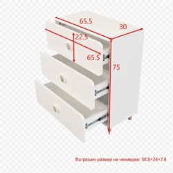 Детско Комбинирано Легло GINGER HOME DINO с Етажерка, Шкаф, Скрин и Подматрачна Рамка, 90x200 см - SRK-58 - изглед 20
                  