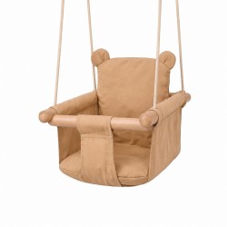 Детска Дървена Люлка Мече GINGER HOME – Мека Памучна Седалка, до 30 кг, 28×28×196 см - W01D203 - изглед 1
                  