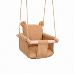 Детска Дървена Люлка Мече GINGER HOME – Мека Памучна Седалка, до 30 кг, 28×28×196 см - W01D203 - изглед 2
                  
