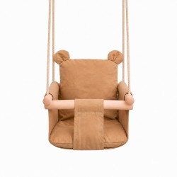 Детска Дървена Люлка Мече GINGER HOME – Мека Памучна Седалка, до 30 кг, 28×28×196 см - W01D203 - изглед 3
                  