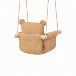 Детска Дървена Люлка Мече GINGER HOME – Мека Памучна Седалка, до 30 кг, 28×28×196 см - W01D203 - изглед 4
                  