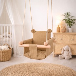 Детска Дървена Люлка Мече GINGER HOME – Мека Памучна Седалка, до 30 кг, 28×28×196 см - W01D203 - изглед 7
                  