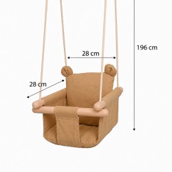 Детска Дървена Люлка Мече GINGER HOME – Мека Памучна Седалка, до 30 кг, 28×28×196 см - W01D203 - изглед 12
                  