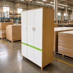 Детски Трикрилен Гардероб GINGER HOME DINO, с Рафтове, Лост за Закачалки и 6 Врати, Бяло, Зелено и Натурално Дърво, 120х60х180 см - SRW-57 - изглед 16
                  