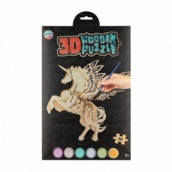 Moxy 3D пъзел Еднорог, дървен, с четка и 6 цвята боички - 6703020160 - изглед 1
