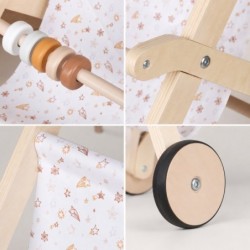 Детска Дървена Количка за Кукли GINGER HOME с Мек Текстилен Кош, Натурално Дърво, 34x46x49.5 см - W16E331B - изглед 7
                  