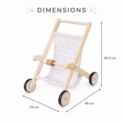 Детска Дървена Количка за Кукли GINGER HOME с Мек Текстилен Кош, Натурално Дърво, 34x46x49.5 см - W16E331B - изглед 8
                  