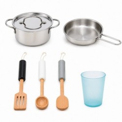 Детска Дървена Кухня GINGER HOME с Хладилник, Мивка с Течаща Вода, Микровълнова, Пералня и Електронни Функции, 97x30x94 см - W10C991 - изглед 10
                  