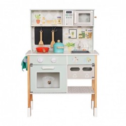 Детска Дървена Кухня GINGER HOME с Електронен Котлон, Микровълнова, Фурна, Мивка и Аксесоари, Масивно Дърво и MDF, 60x26.5x91 см - W10K066 - изглед 1