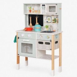 Детска Дървена Кухня GINGER HOME с Електронен Котлон, Микровълнова, Фурна, Мивка и Аксесоари, Масивно Дърво и MDF, 60x26.5x91 см - W10K066 - изглед 3
                  