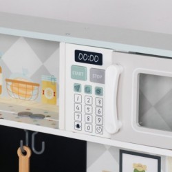 Детска Дървена Кухня GINGER HOME с Електронен Котлон, Микровълнова, Фурна, Мивка и Аксесоари, Масивно Дърво и MDF, 60x26.5x91 см - W10K066 - изглед 7
                  