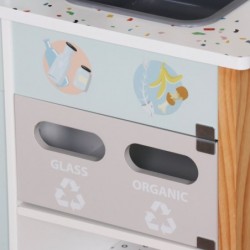 Детска Дървена Кухня GINGER HOME с Електронен Котлон, Микровълнова, Фурна, Мивка и Аксесоари, Масивно Дърво и MDF, 60x26.5x91 см - W10K066 - изглед 9
                  