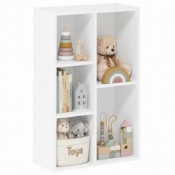 Детска Етажерка GINGER HOME с 5 Отделения, Бял Органайзер за Книги и Играчки, 49.5×24×80 см - JWFU-6022 - изглед 1