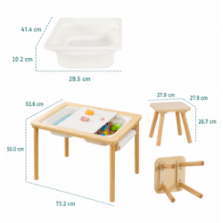 Детска Дървена Масичка за Активна Игра с 2 Столчета GINGER HOME 5 в 1, Дъска за Рисуване, Ролка Хартия и Кутии за Съхранение, 73x50x53.6 см - VM-10 - изглед 14
                  