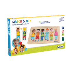 Дървен пъзел, Beleduc, Съчетай и миксирай, Емоции, 18 части - BEL11131 - изглед 1