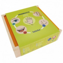 Дървена логическа игра с пъзел, Beleduc, Humanico, 5 Сетива, 30 части - BEL11556 - изглед 1